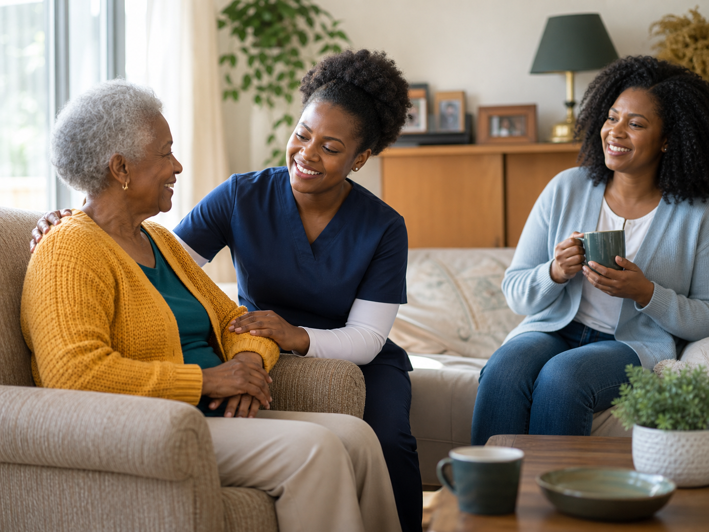 Support worker helping with independence skills